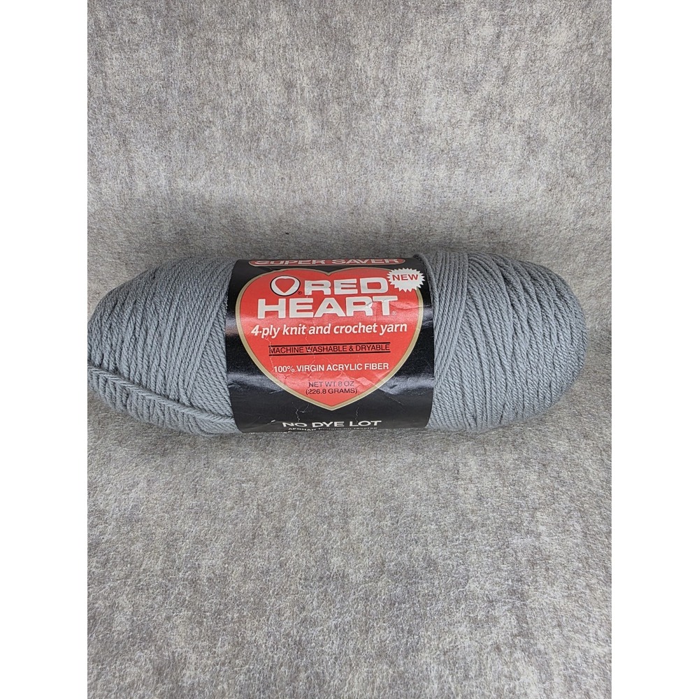 New Red Heart Super Saver 100% Virgin Acrylic Worsted Yarn 4 Ply 8‎ Oz #340 Grey